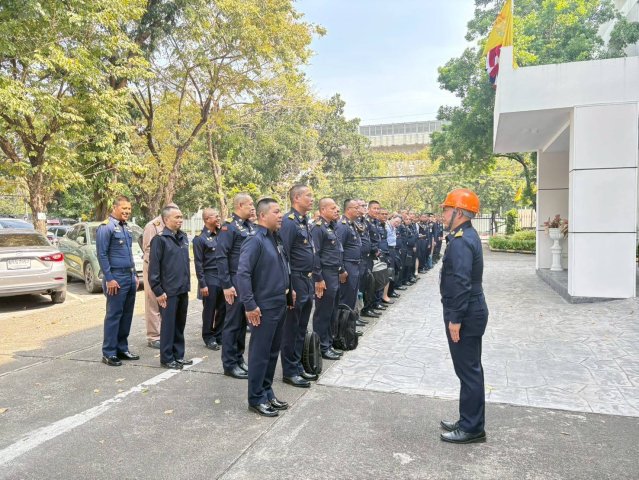 การซ้อมแผนการปฏิบัติเมื่อเกิดอัคคีภัยในพื้นที่ วิทยาลัยการทัพอากาศ กรมยุทธศึกษาทหารอากาศ